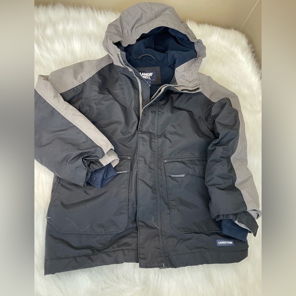 Lands' End squall waterproof insulated Black and Gray Jacket - Picture 1 of 15
